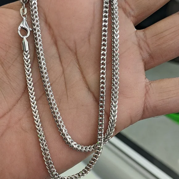 14kt Real White Gold Franco Diamond Cut Chain